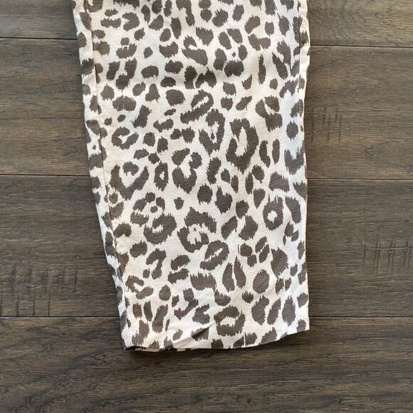 J. Crew Linen Blend Leopard Highwaisted Crop Pant Womens Size 6 Paperbag Waist - Picture 5 of 6